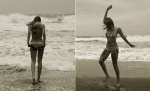 女神李孝利穿比基尼在海边玩耍。(取材自《朝鲜日报》) - 中时电子报