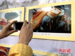 图为市民用手机拍摄台湾摄影家作品。　孙睿 摄 - 台湾新闻-中国新闻网