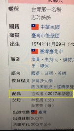 林志玲维基百科配偶栏一度出现言承旭名字。（图／翻摄自维基百科网站） - 中时电子报